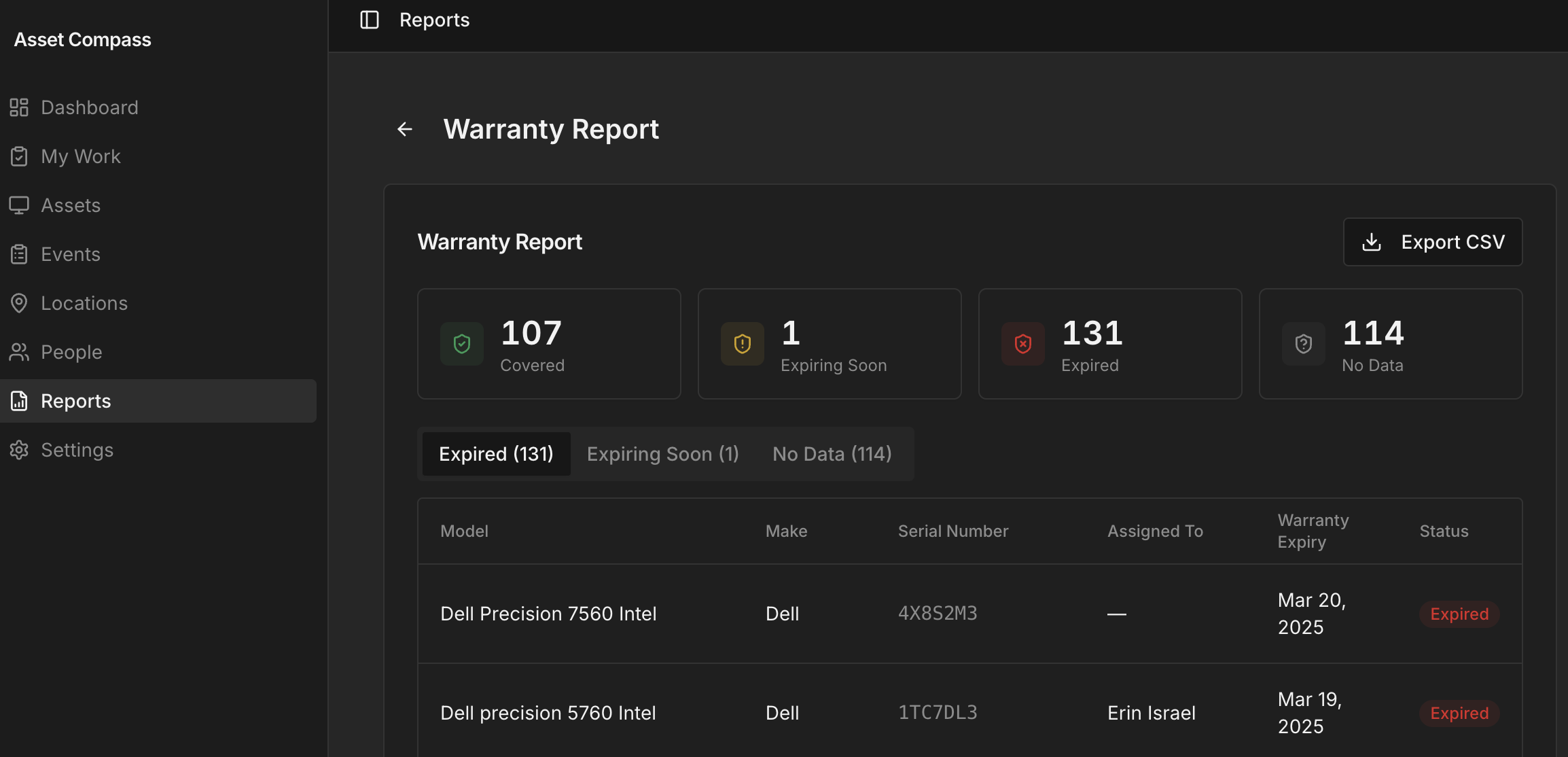 Warranty report